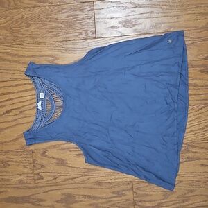 Roxy Blue Flowy Boho Crochet Back Tank Small